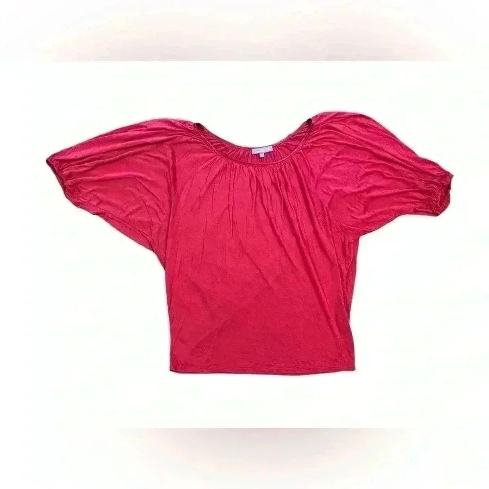 Vivienne Tam Womens Bat Sleeve Scoop Neck Jersey in Fuisha Pink Shirt Size Small